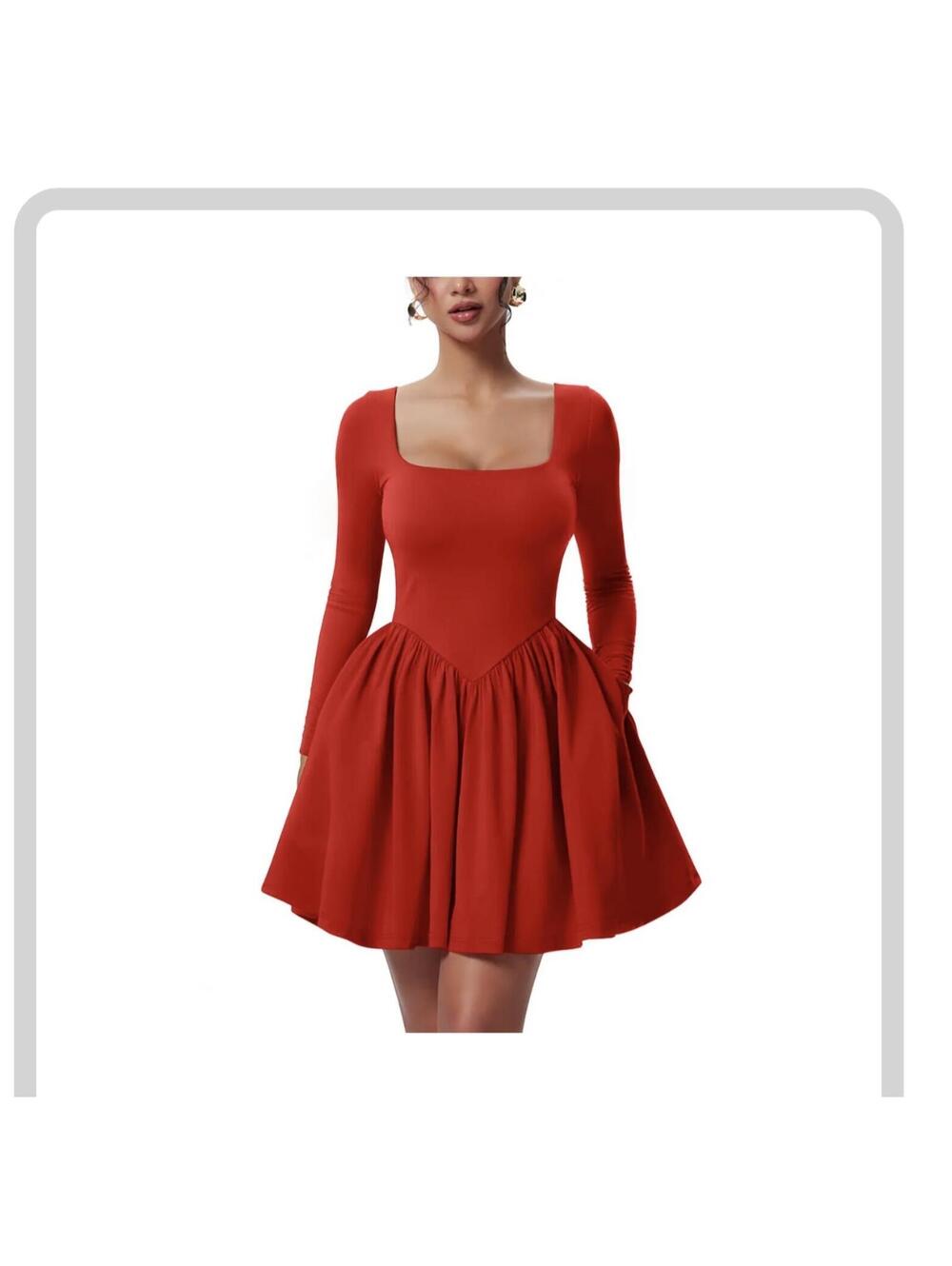 Viral OYS Long Sleeve Tie Back V Mini Dress with Pockets